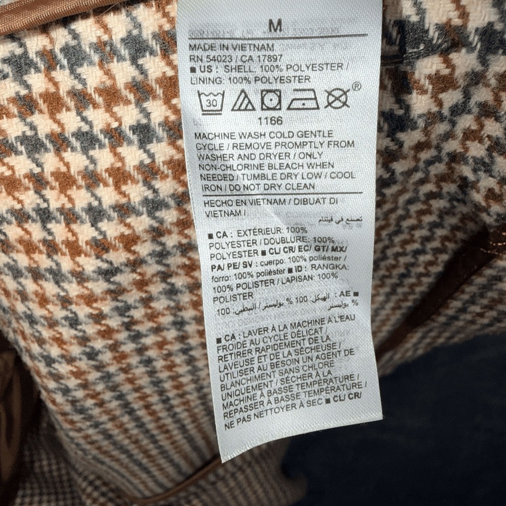 Old Navy Womens Blazer Jacket‎ M Brown Plaid Houndstooth Double Breasted - Picture 3 of 6